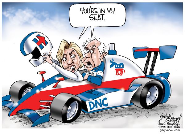 Hillary Clinton is claiming to be the Democratic nominee but Bernie Sanders is in the way.