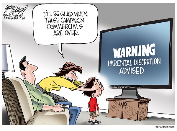 Much of the TV advertising during this election should come with parental warnings.